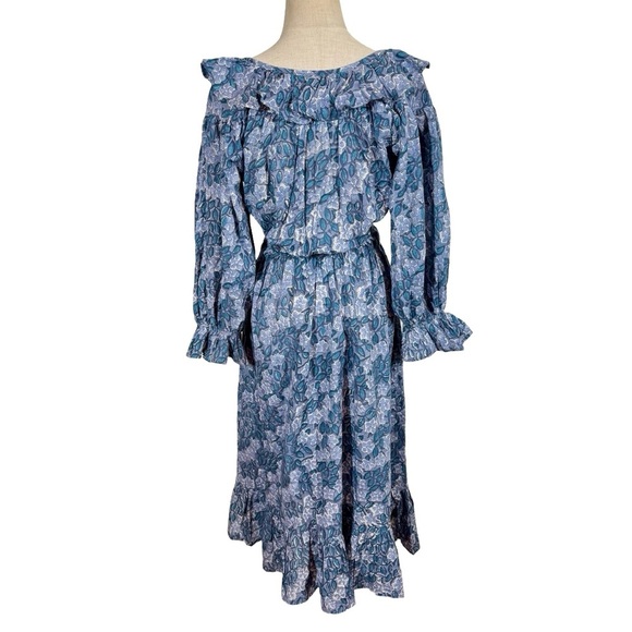 Mille Resort & Travel June Ruffle Midi Dress in Blue Pansy - Picture 5 of 12